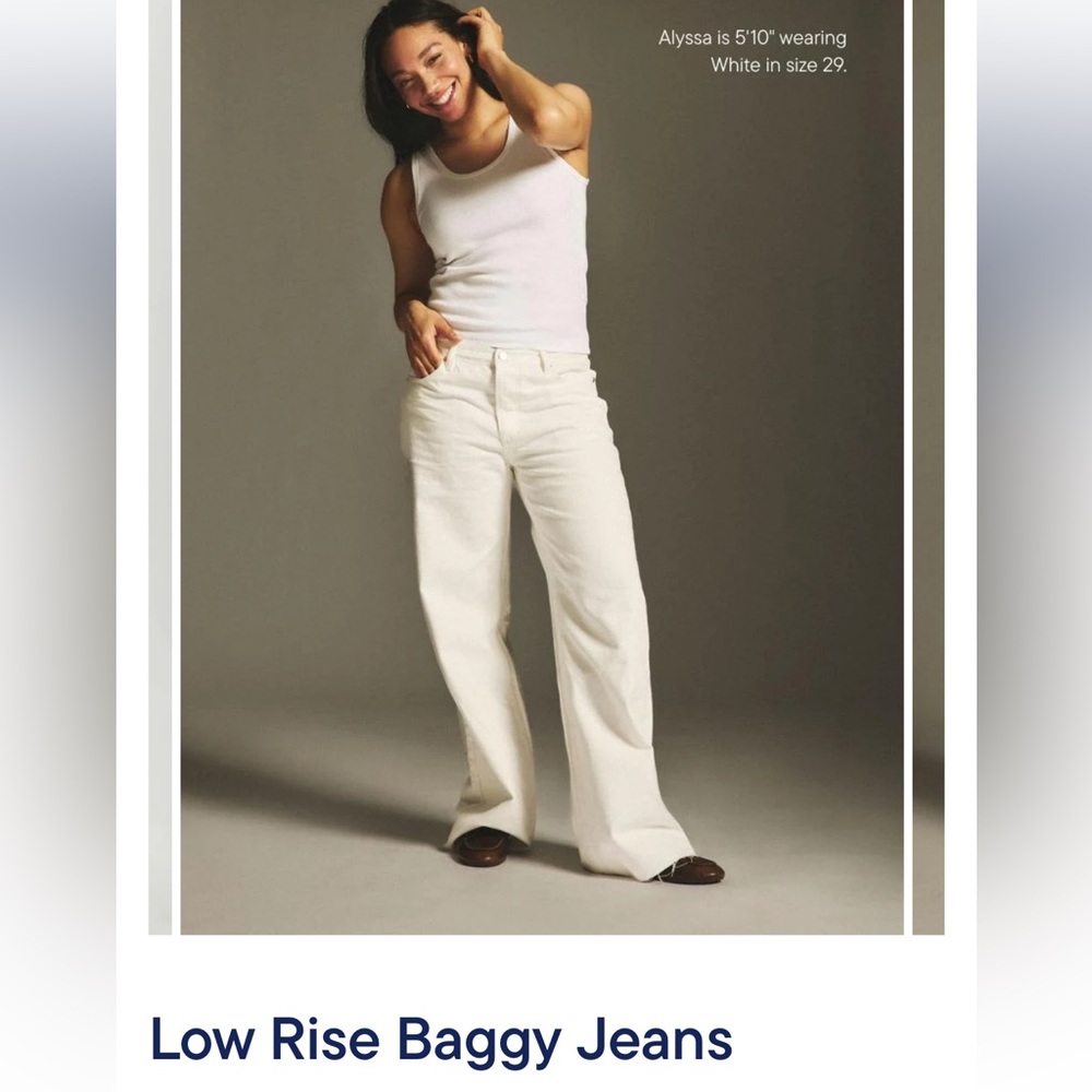 Parke White Low Rise Baggy Jeans